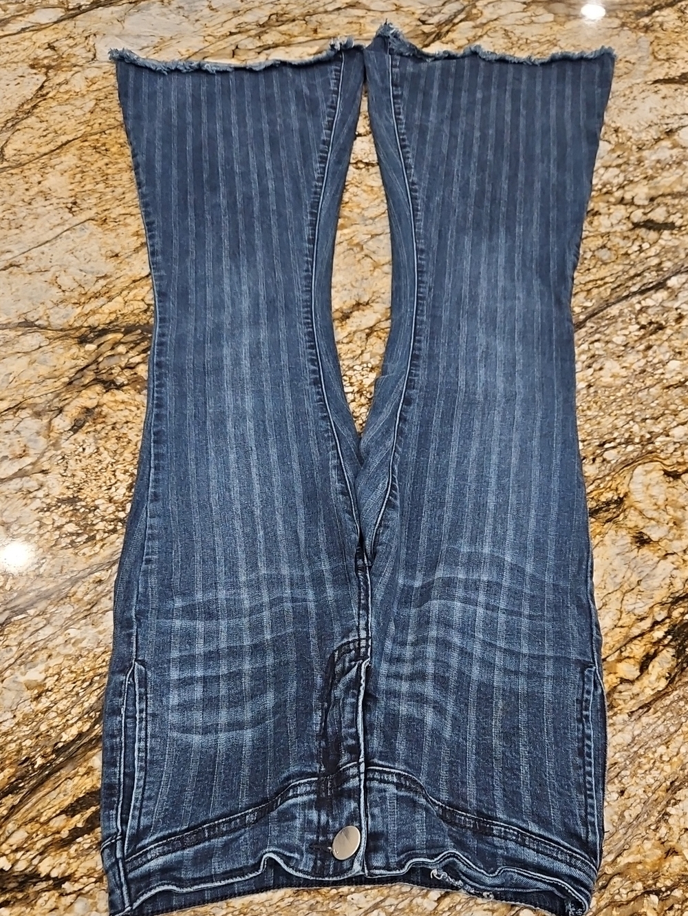UNIQ BY LITZ Women's  Blue Pinstriped Jeans. Unsized Width & Inseams In Pictures